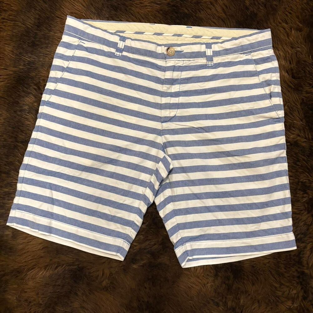 Ben Sherman Oxford Stripe Men's 31 x 9 flat-front blue and white striped shorts